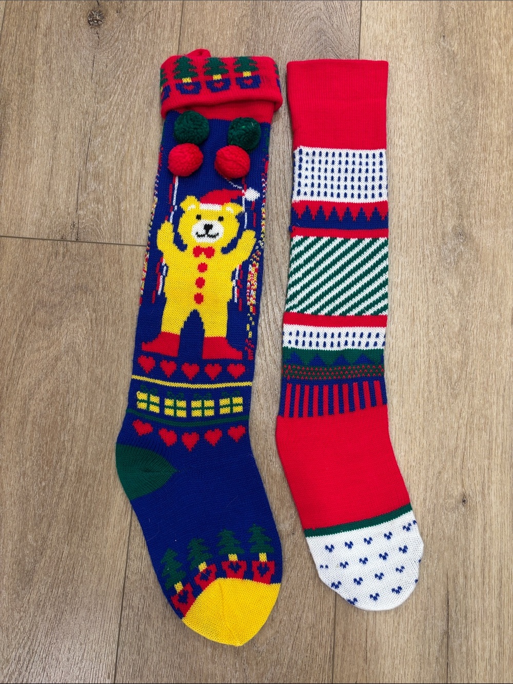 Kids Holiday Novelty Knee-High Socks in Red, Blue, Yellow
